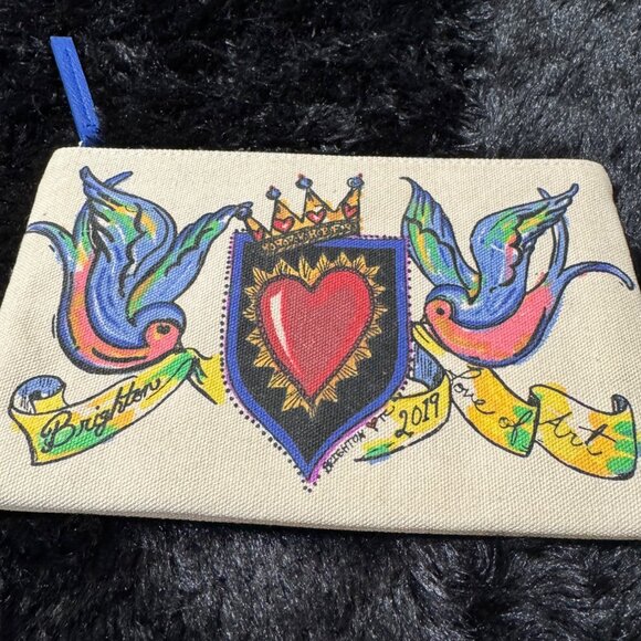Brighton 2019 Canvas Zip Pouch With Colorful Birds & Heart Design - Picture 1 of 4